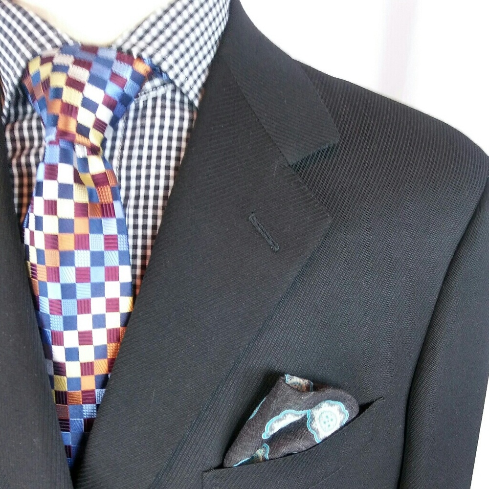 Ermenegildo Zegna Herringbone Su Misura Black 44L